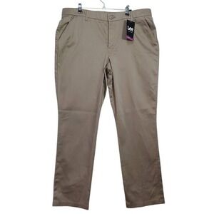 Lee Straight Leg Mid Rise Khaki Pants Women Size 16 L Casual Regular Fit  NWT